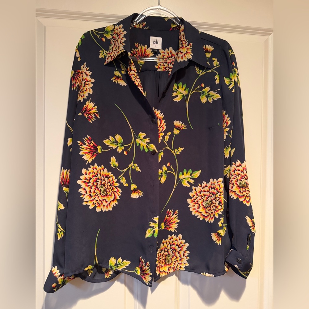 Cabi Floral Flowy Button-Up Blouse